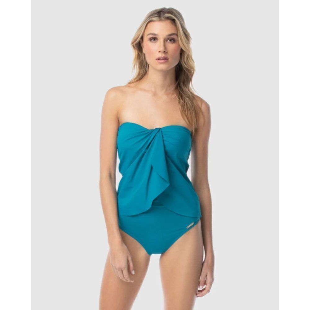 Vince Camuto Draped Bandini Top Matching Shirred Bikini Bottom Women sz medium